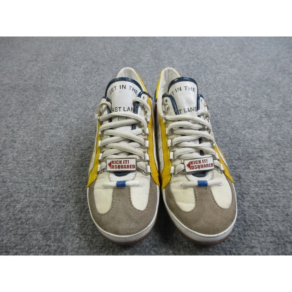Dsquared2 Shoes Mens Size 39 White Yellow Blue Kick It‎ Made Italy 1964 Sneakers